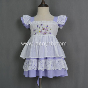 Wholesale lovely hand embroidery swiss dots girl dress